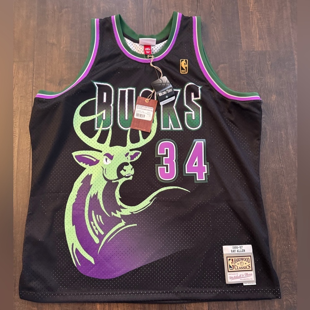 Mitchell & Ness 2XL Milwaukee Bucks Ray Allen swingman Jersey 1996-97